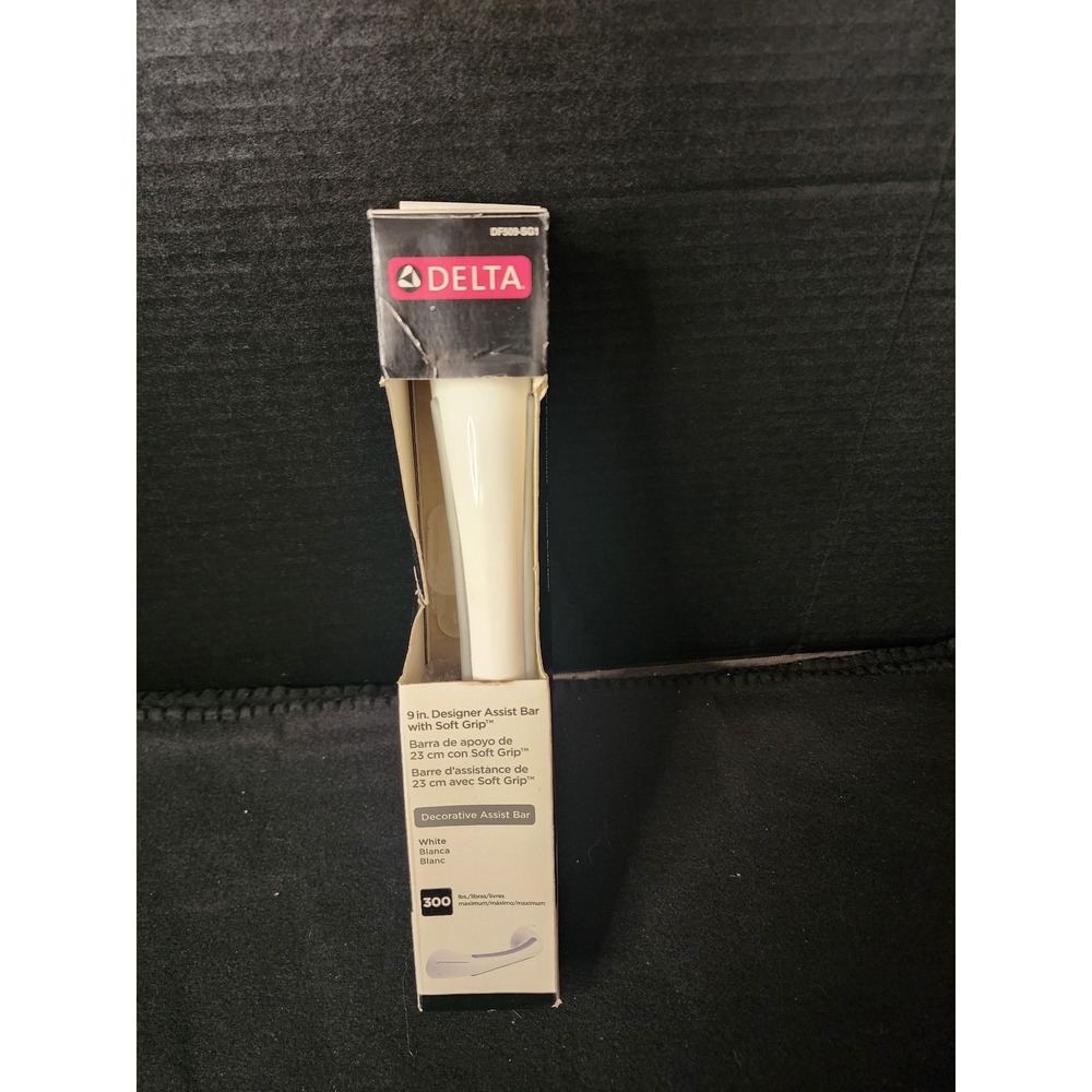 Delta 9 inch Designer Assist Bar White Soft Grip Grab Bar DF509-SG1